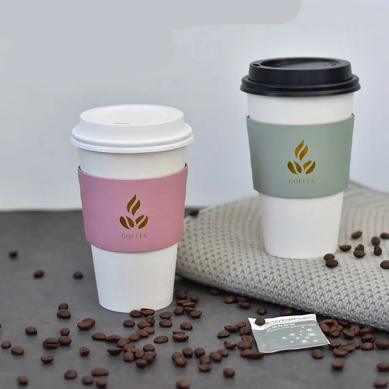iodegradable paper cup sleeve custom disposable eco friendly  cup sleeve packaged anti-scalding paper plastic coffee cup  sleeve