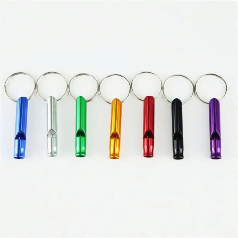 Promotion custom Women Outdoor Self Defense whistle Keychain multi colors Metal Safety Survival Loud Whistles Key chains Tools