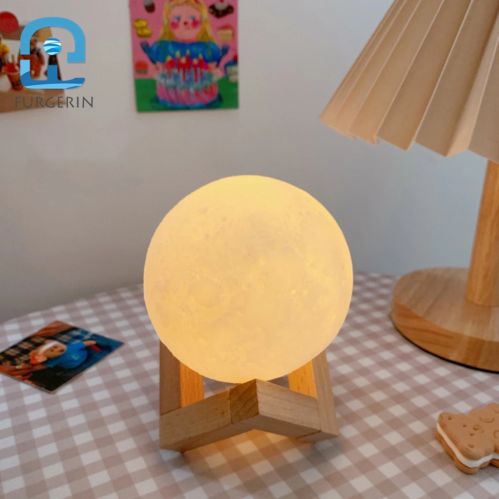 Creative ins new table lamp bedroom bedside night light small moon heart hollow projection