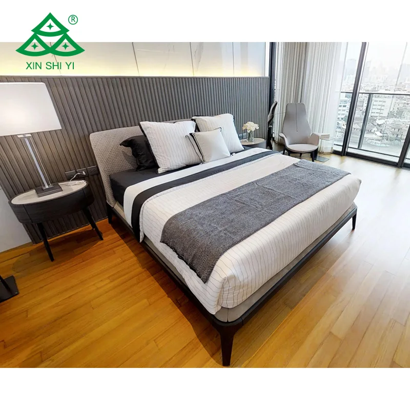 Italian King Size Hotel Fixed Bedroom Furniture Set