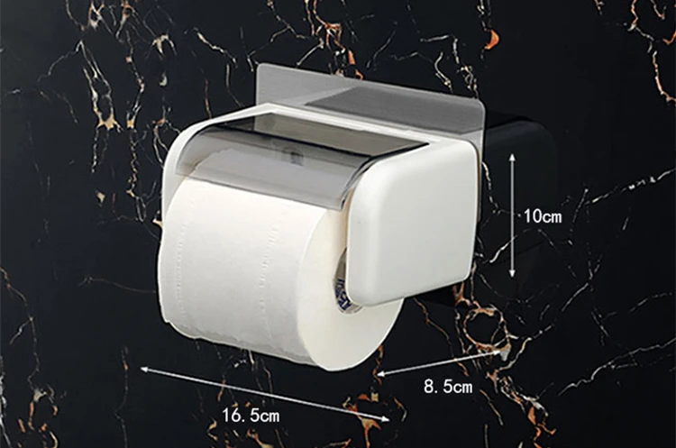 Toilet Paper Holder Adhesive Roll Toilet Paper Dispenser with Phone Shelf Wall Mounted Toilet Tissue Holder