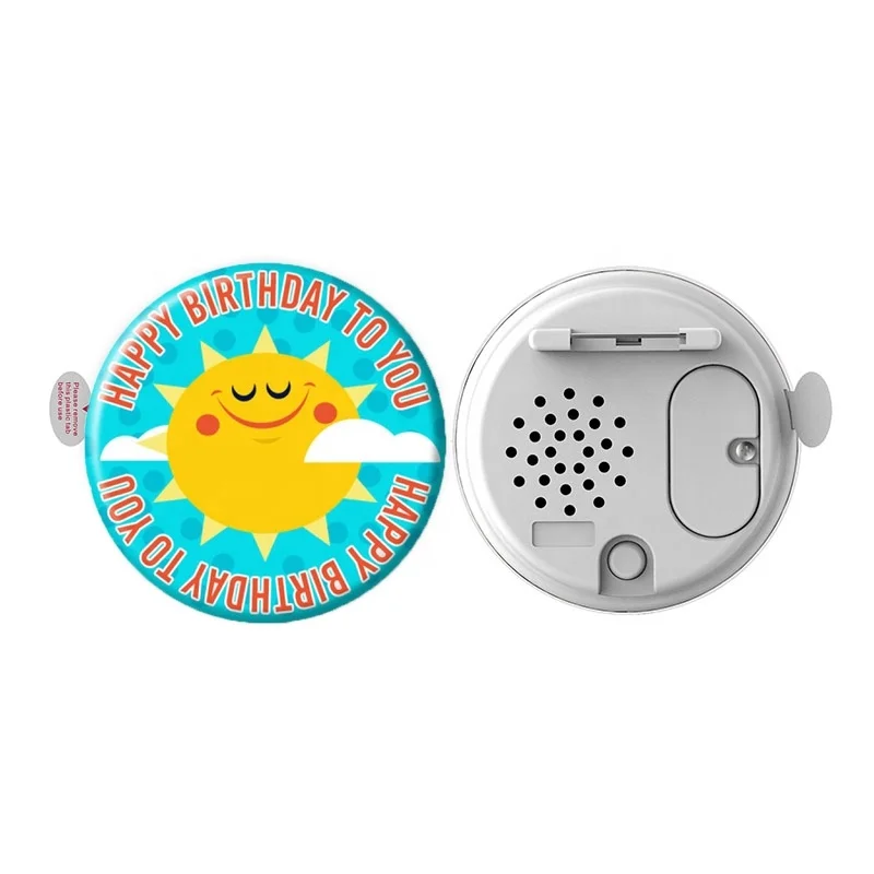 Factory Custom Talking Round Name Badge sound Button musical Pins for promotion Birthday Party Supplies