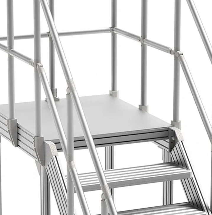 Aluminum Rolling Fence Industrial and Warehouse Ladder Platform with Safety Handrails