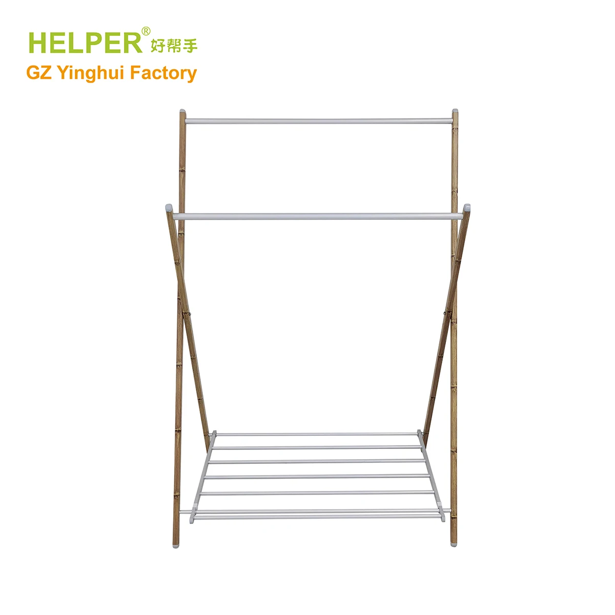 AL-609-2CZW 2024 Лидер продаж полностью алюминиевая напольная сушилка для одежды Бамбуковая и серебристая стойка