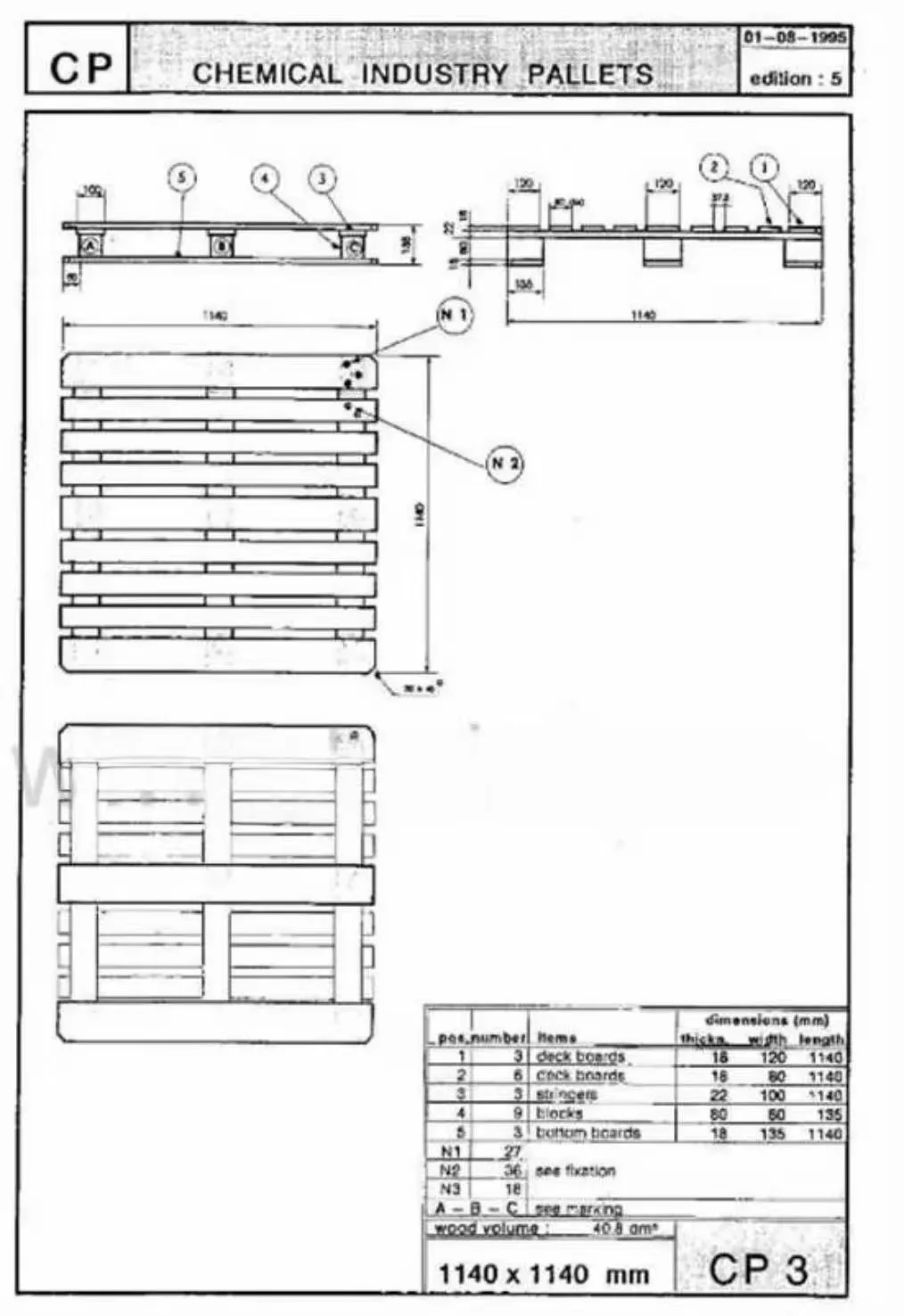 Wooden Pallet EU Standard CP3 1140*1140mm Packing Pine Wood Pallets for Logistics Transport