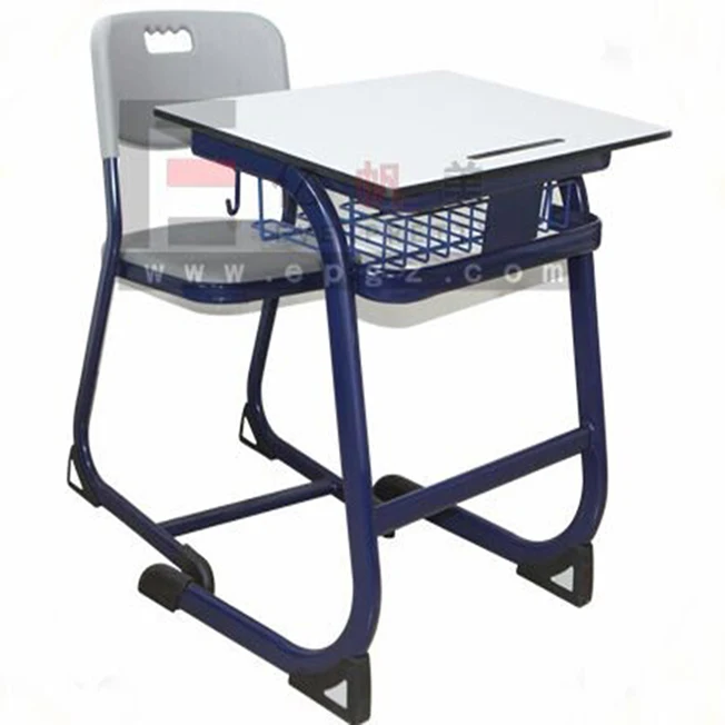 High Quality University College School Furniture Student Desk and Chair for 1-seater with Booknet