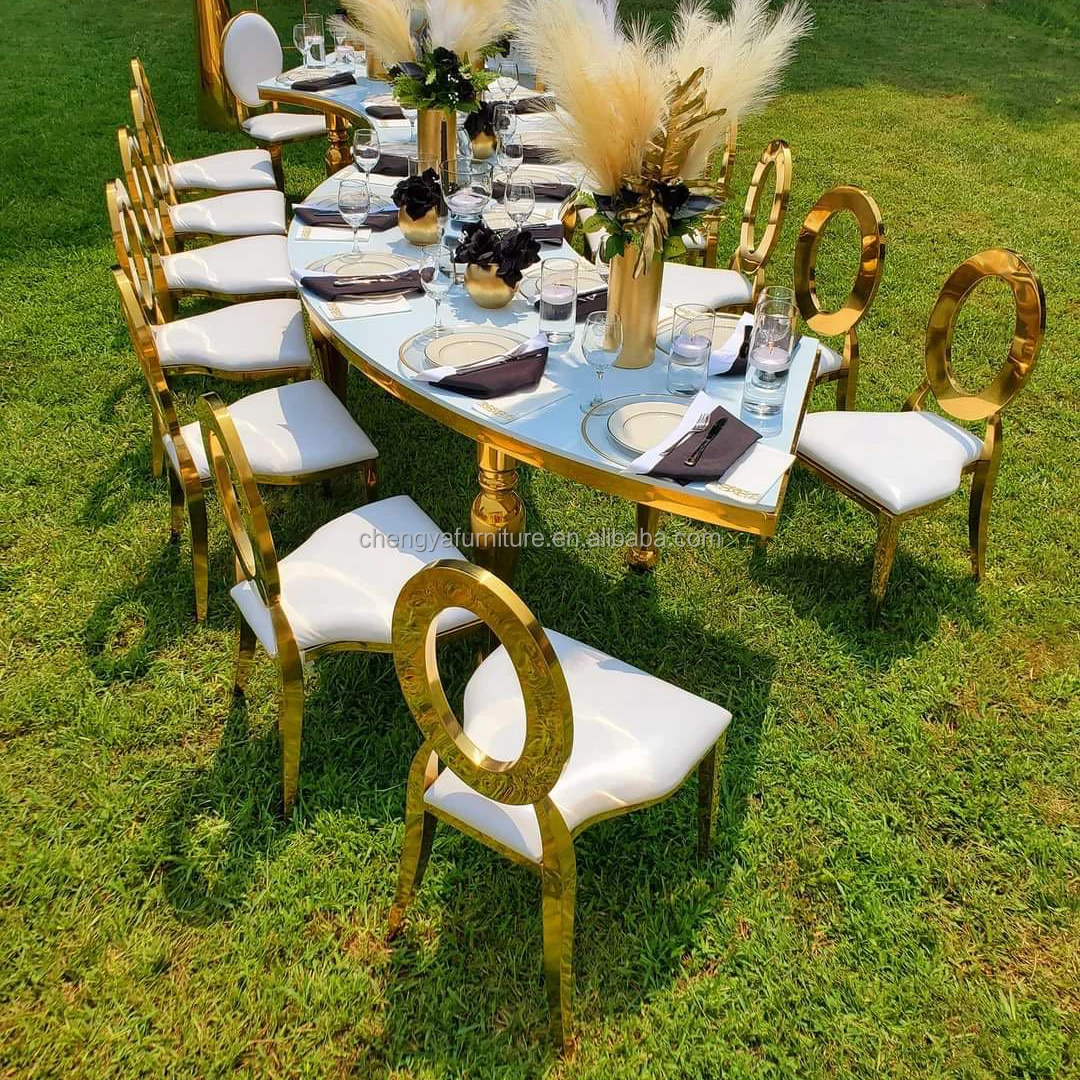 Luxury Wedding Golden Serpentine Party Table For Wedding Events
