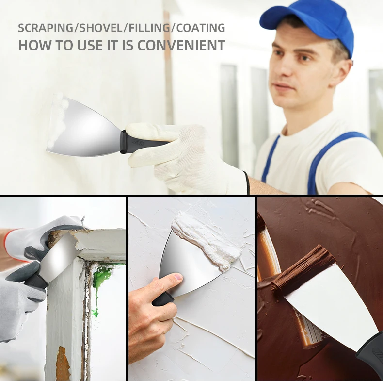 JIMIHOME Stainless Steel Paint Scraper Soft Grip Rubber Handle Putty Knife