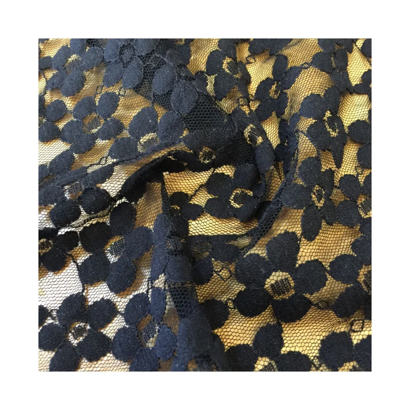 Factory direct custom sustainable colorful 2tones cotton nylon flower good handfeeling fabric lace for women dress