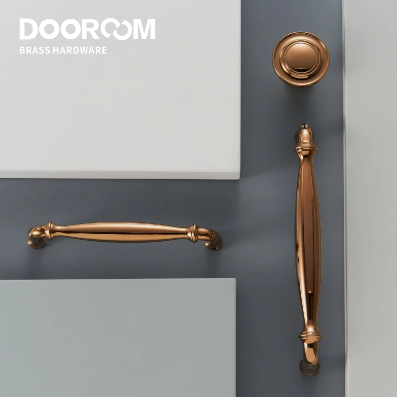Латунные мебельные ручки Dooroom современные из розового золота для шкафа гардероба комода