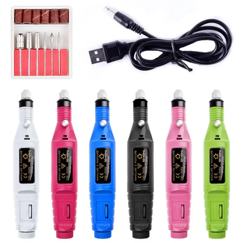 Wholesale Factory Price Nail tools mini electric nail sander usb portable pen electric nail grinding to remove dead leather case