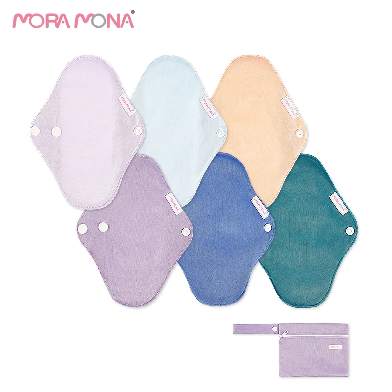 MoraMona Eco printed pattern sanitary pad organic reusable menstrual cloth pads washable cotton pads accept custom logo label