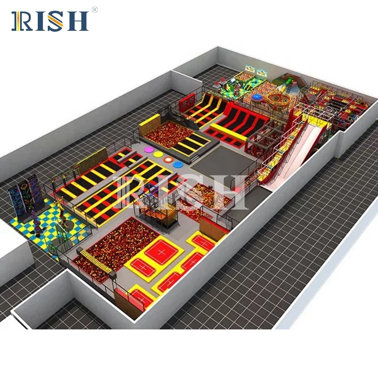 Factory commercial adult kids obstacle course big bounce indoor trampoline park with foam pit block