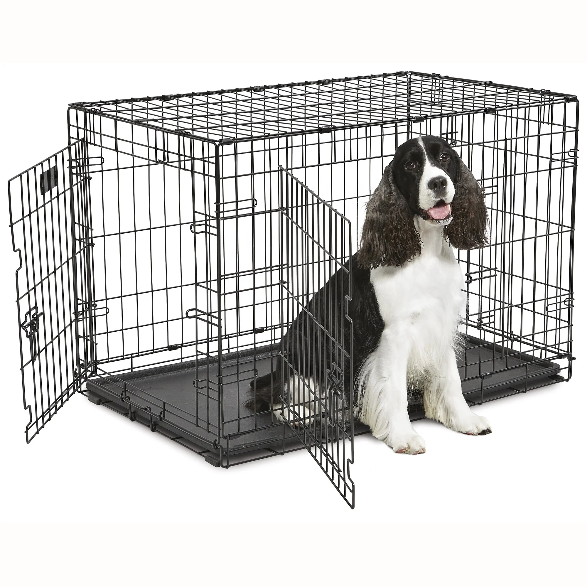 high quality double door folding metal dog cage dog crate manufacturer