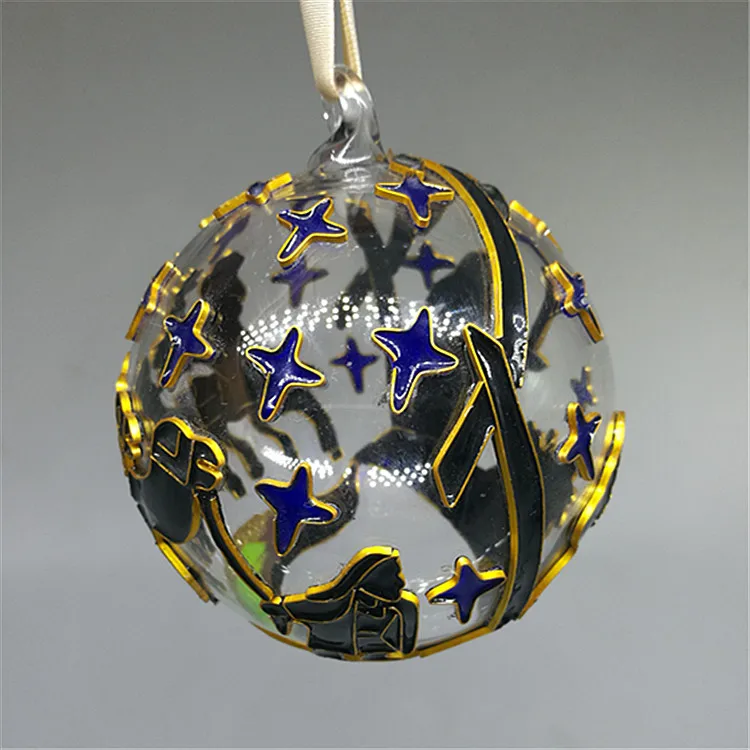 
Factory wholesale cloisonne enamel glass ball Christmas decoration, home decoration glass and hand-painted colored cloisonne, 