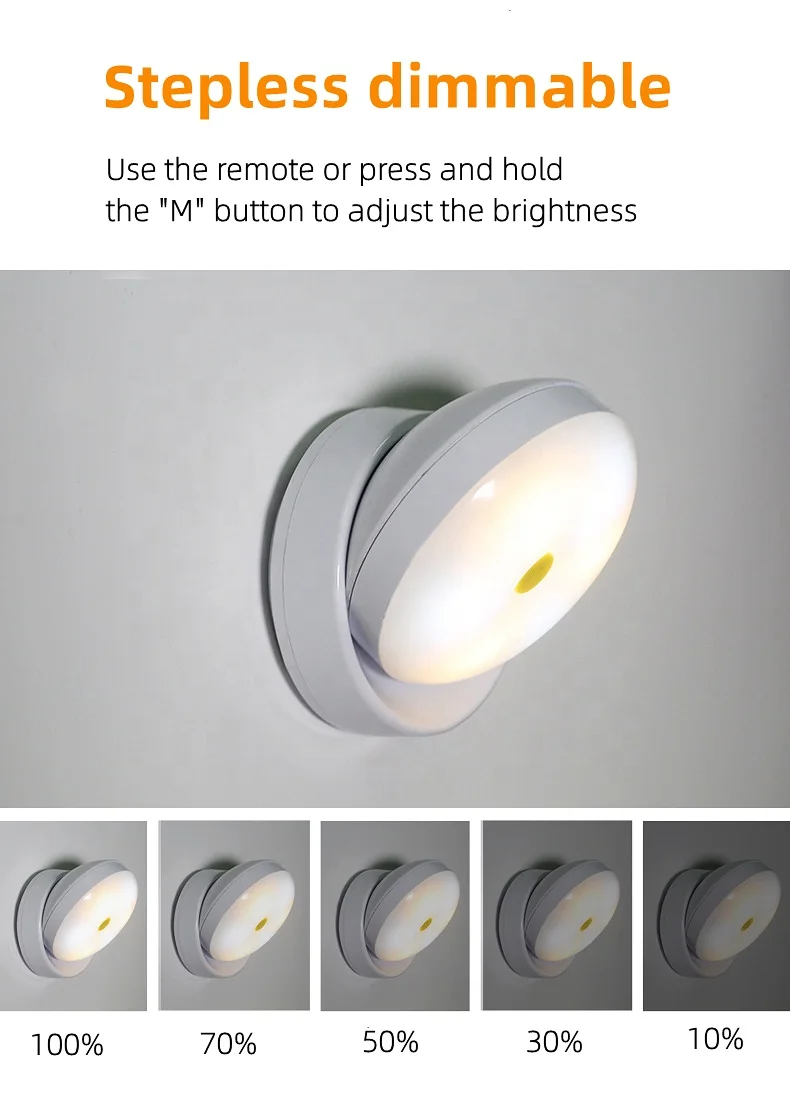 360 degree rotating magnet base angle adjustable wireless motion sensor led cabinet lights touch control led night light