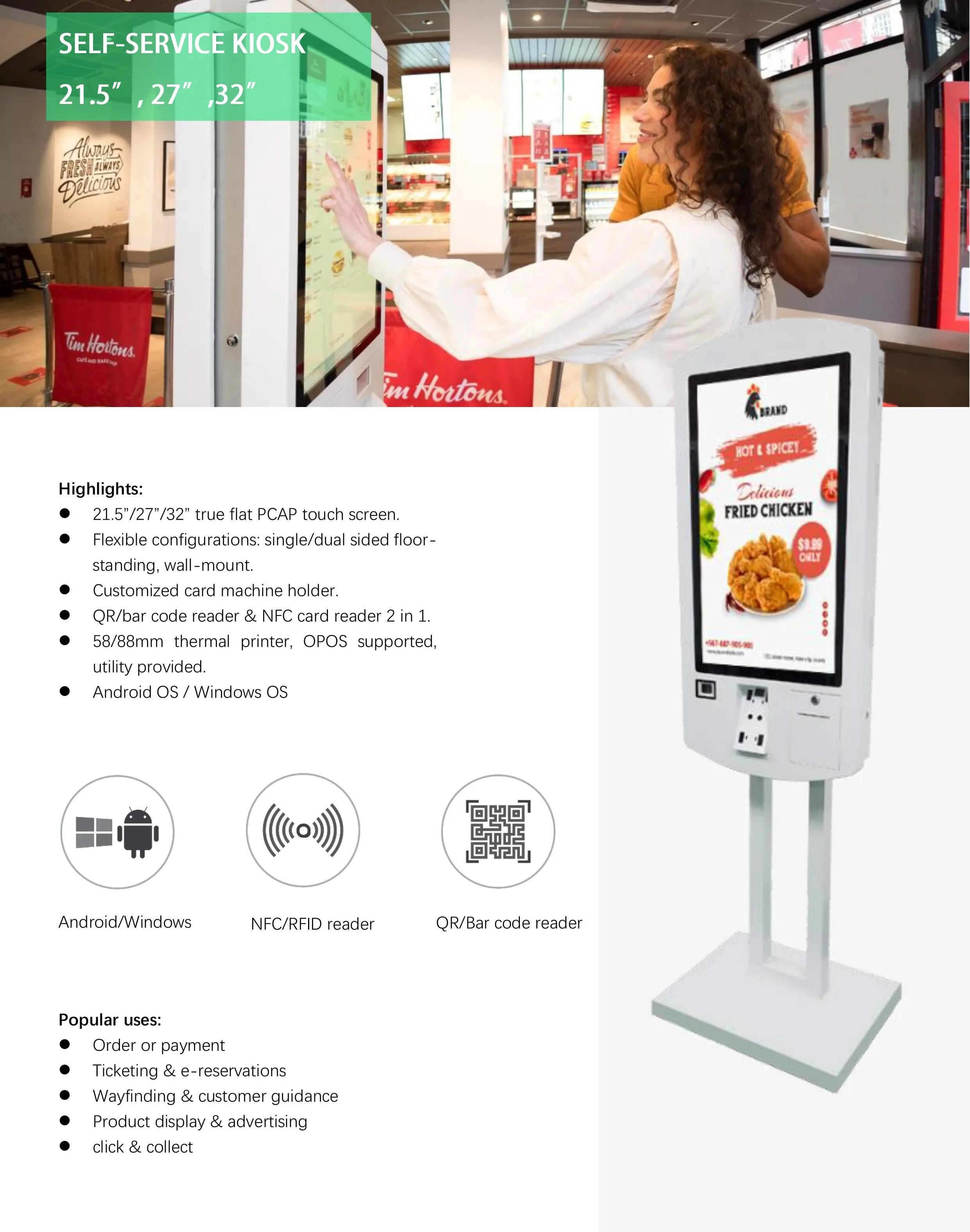 32inch Customized Capacitive Touch Screen Retail Kiosk Android Os Shopping Mall Kiosk For Shopping Mall