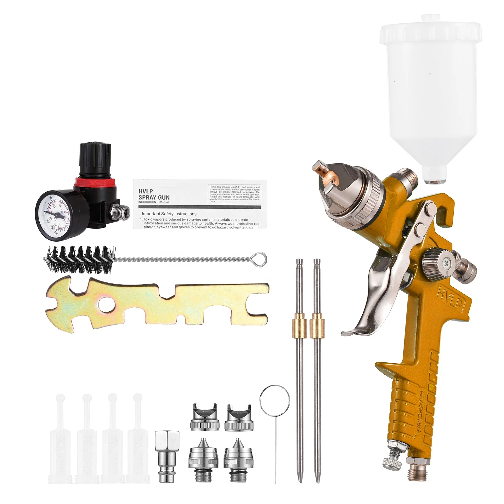 Hot HVLP Spray Gun Painting Gun Nozzle Spray Guns Gravity-Feed Airbrush Paint Spray Tool with 3pcs Nozzles for Car Furniture