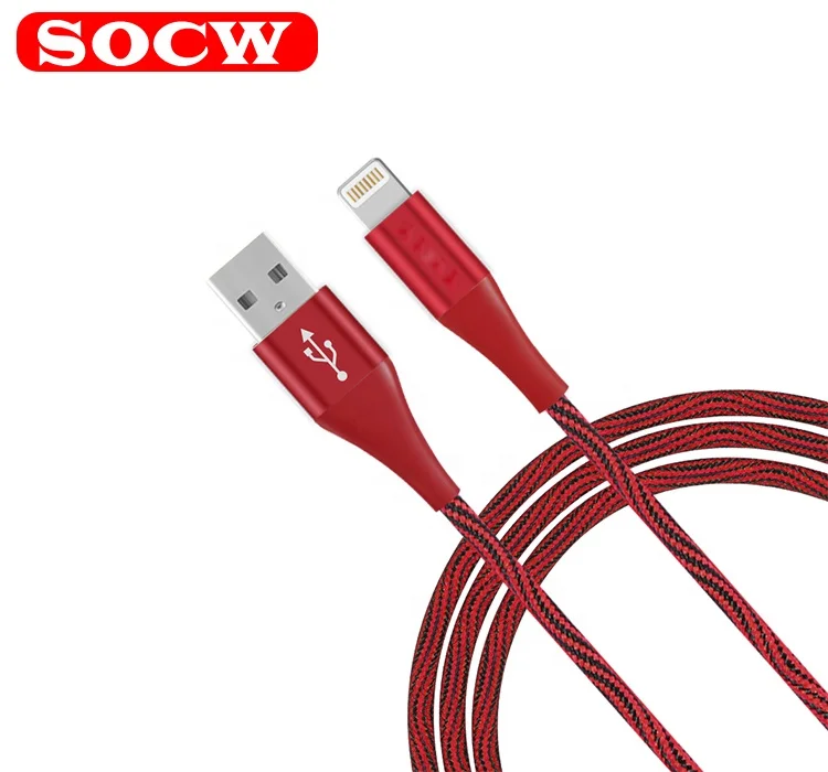 
MFI manufacture SOCW fast charging usb A to lightning data cable with kevlar braided 2.4A 