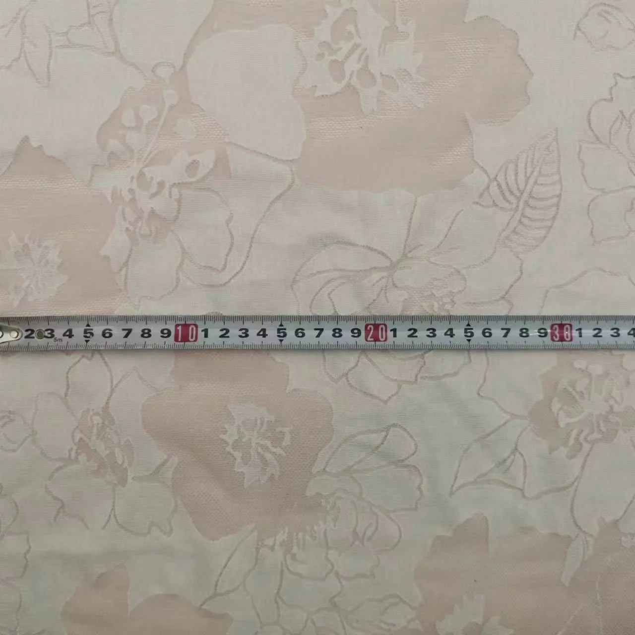 Knitted Two Tone White Pink Big Flower Burn out Floral 60%Rayon 30%Poly 10%Spandex Stretch Jacquard Lace Fabric for Clothing