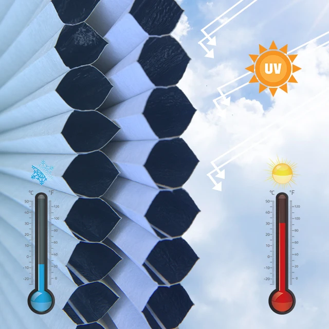 Top Down Automatic Honeycomb Cellular Blind Cordless Office Curtains And Blinds Light Filtration Free-Stop