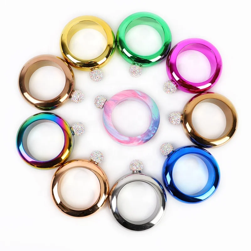 Высококачественная фляга для браслета 3,5 унции, круглая портативная фляжка из нержавеющей стали для женщин