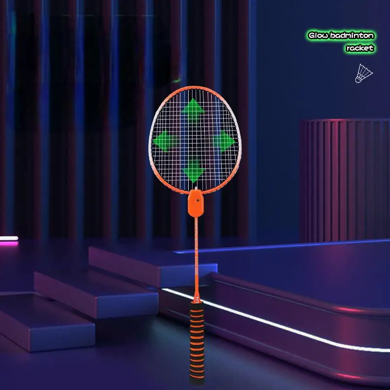 Glow-in-the-dark badminton racket windproof resistant playing with lights LED  lights bright indoor outdoor luminous green balls