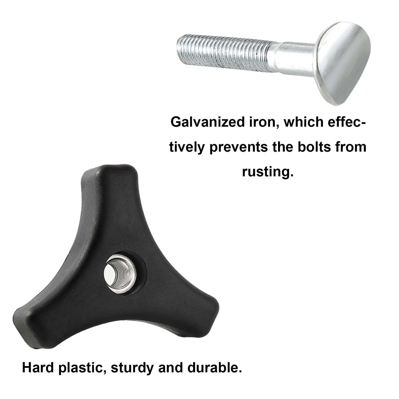 L&P Black Plastic Triangle Handle Knob Nut Screw Bolt For Lawn Mower Machine Tool