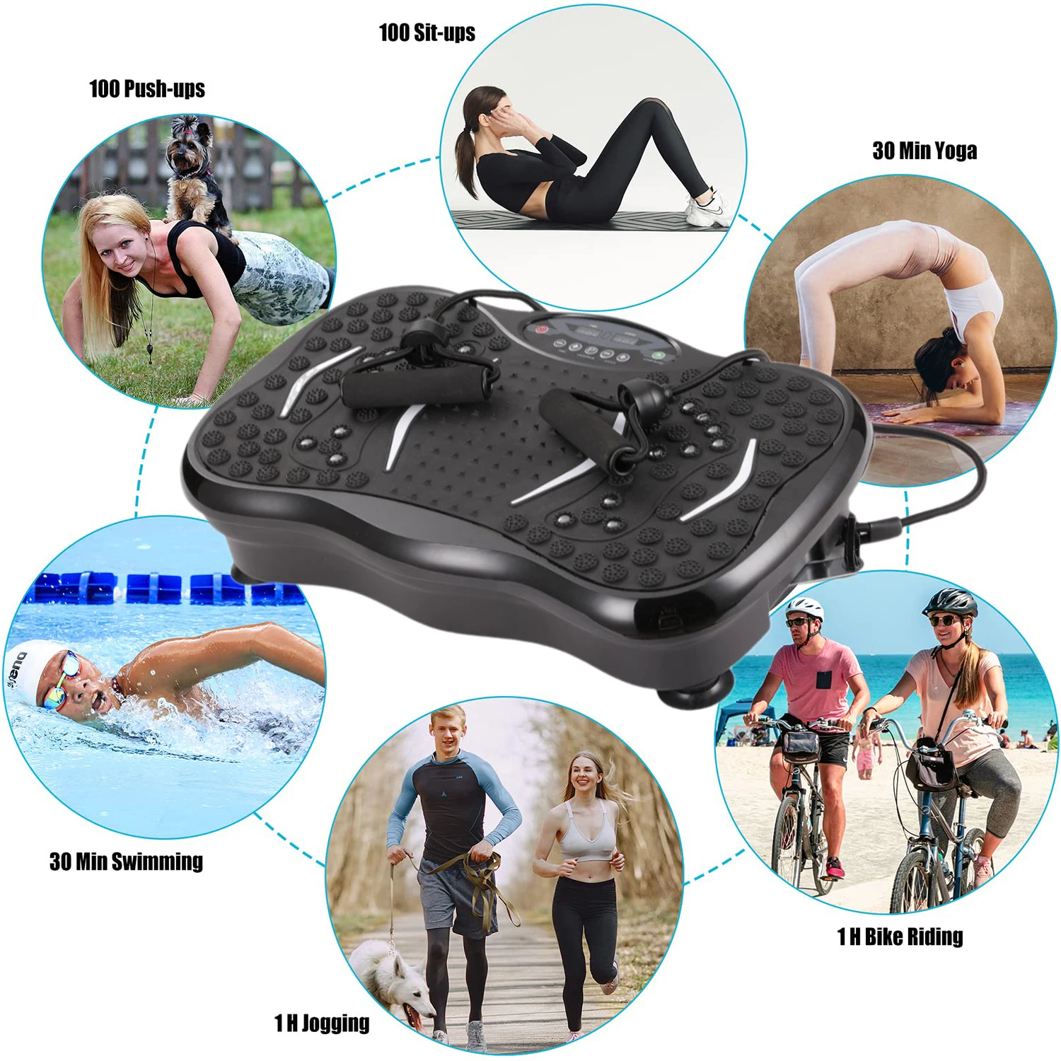 3D Whole Body Vibration Plate Exercise Machine Workout Fitness Platform with Silent Motor Speed Control for Home