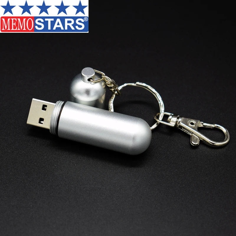 Metal Pill Shape 64GB USB Flash Drives 4GB 8GB 16GB 32GB memory sticks with keyring for advertising gifts promotions giveaways