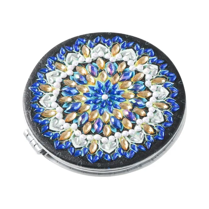 
Round mandala Mini Makeup Mirror DIY Special Shaped Diamond Painting Ultra-thin Makeup Mirror Double-sided drill Handmade Gifts 