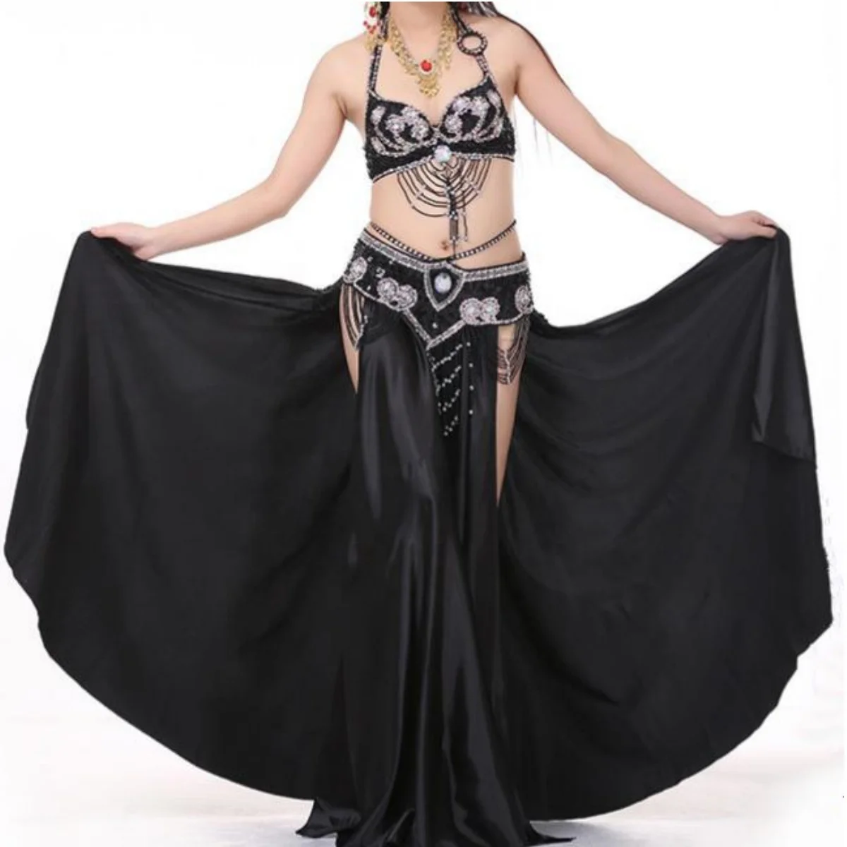 Belly Dance Costume Outfit Bra&Belt&Skirt Sexy Dancing Dance Clothes Set