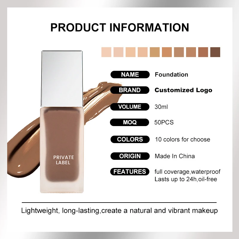OEM Logo Private Label Vegan Waterproof Long Lasting Matte Cushion Face Foundation Full Coverage Makeup Liquid Foundation