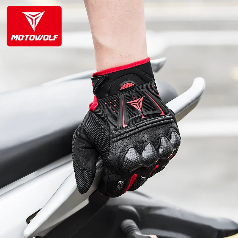 Motorcycle Safety Gloves Anti - Collision Touch Screen Guantes Bicicleta Motor Riding Gloves Carbon Fiber