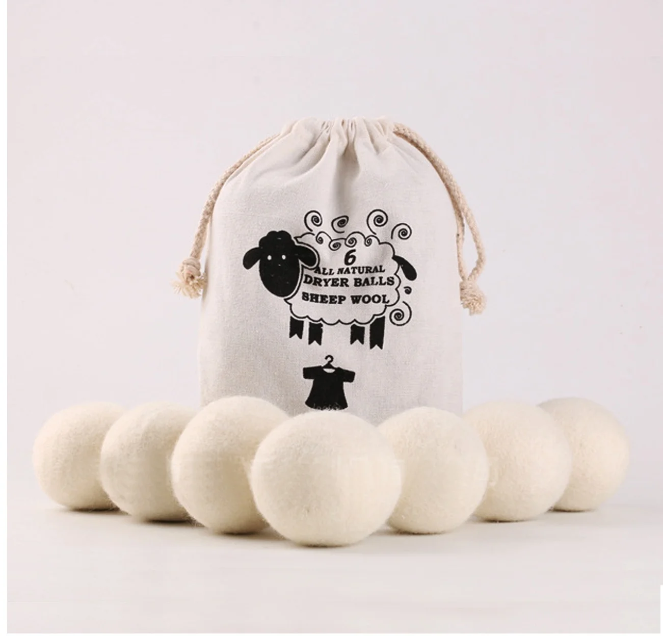 6 Pieces 1 Set Pure New Zealand Wool Reusable Laundry Wool Dryer Balls