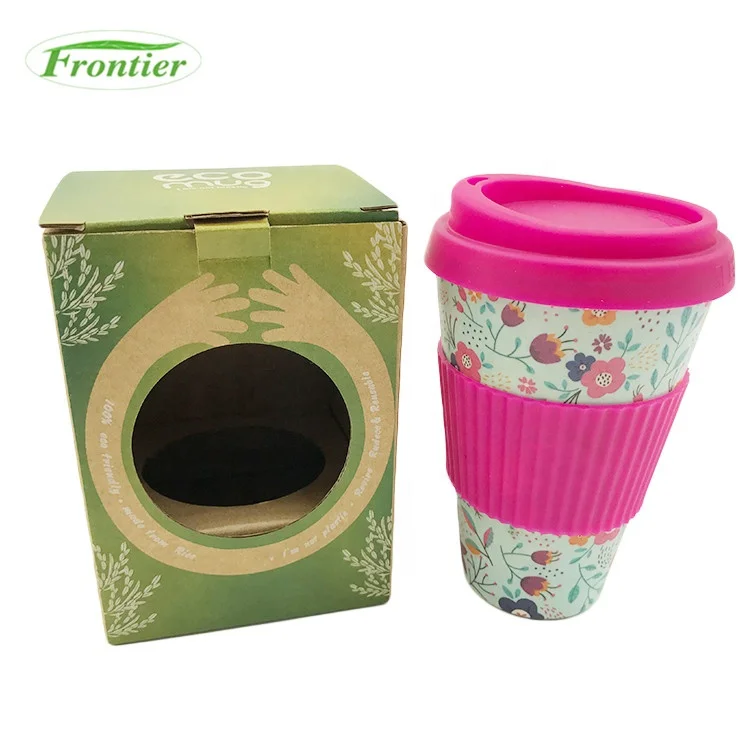 New Design Reusable Biodegradable Custom Printed Bamboo Fiber Decal Printing Insulated Coffee Mug