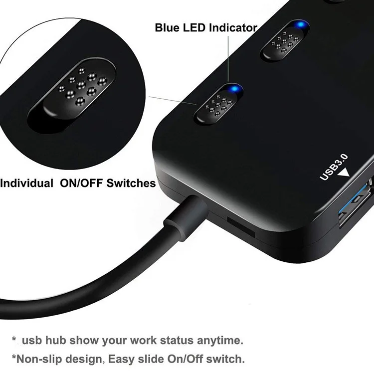 4 порта USB 3 0 концентратор удлинитель для головок совместимый MacBook и Mac Mini флэш-накопители мобильный жесткий диск с индивидуальным переключатели