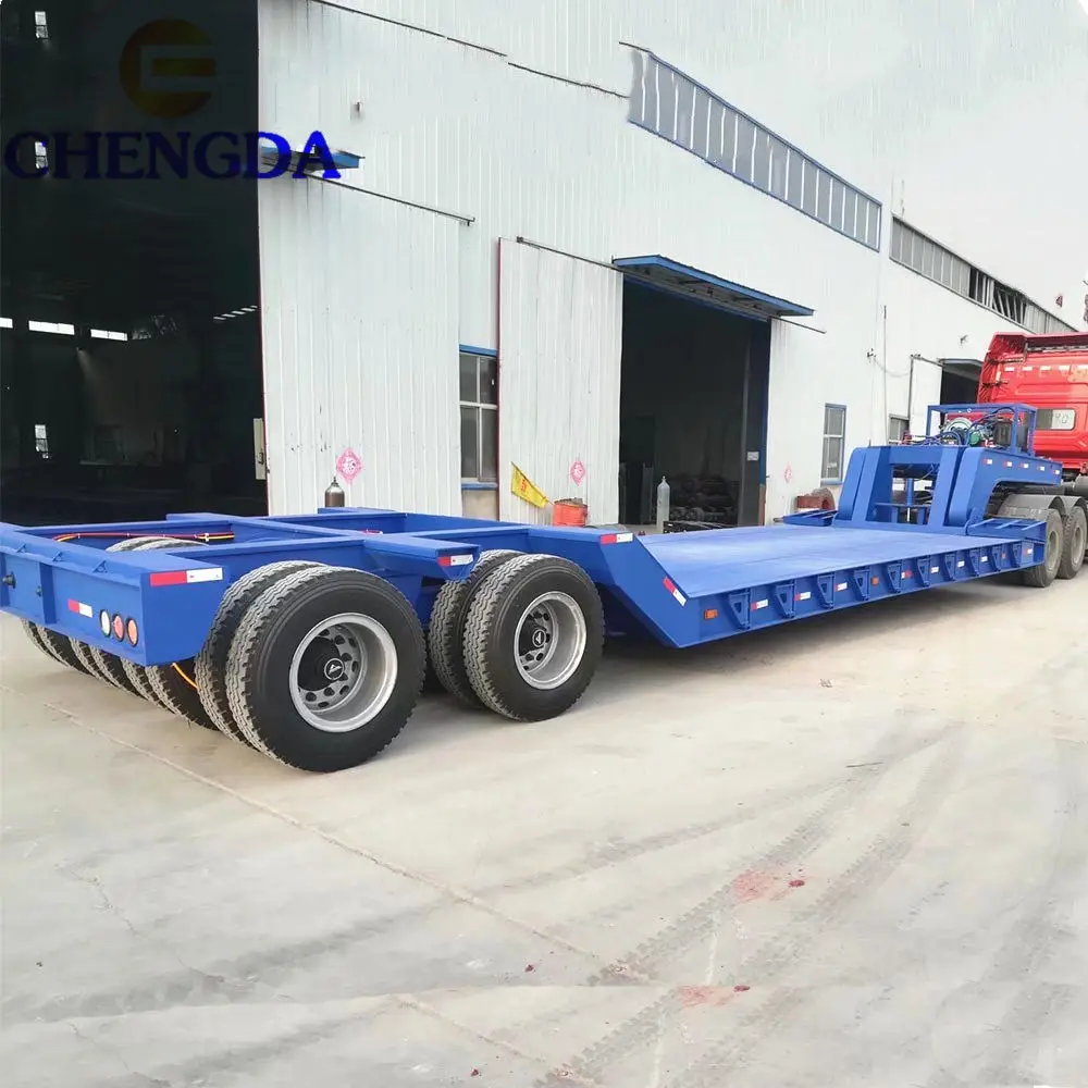 Heavy Duty 2 line 4 axles  80 -150 tons detachable lowbed low platform semi trailer for sale