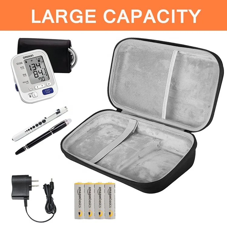 Portable shockproof zipper EVA hard shell carrying case for blood pressure monitor