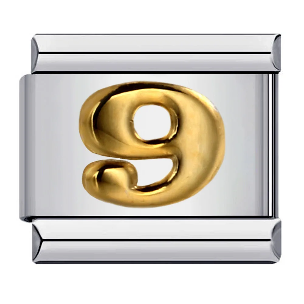 Wholesale 9Mm Stainless Steel Bracelet Number Italian Charms Bracelet Links For Man And Women