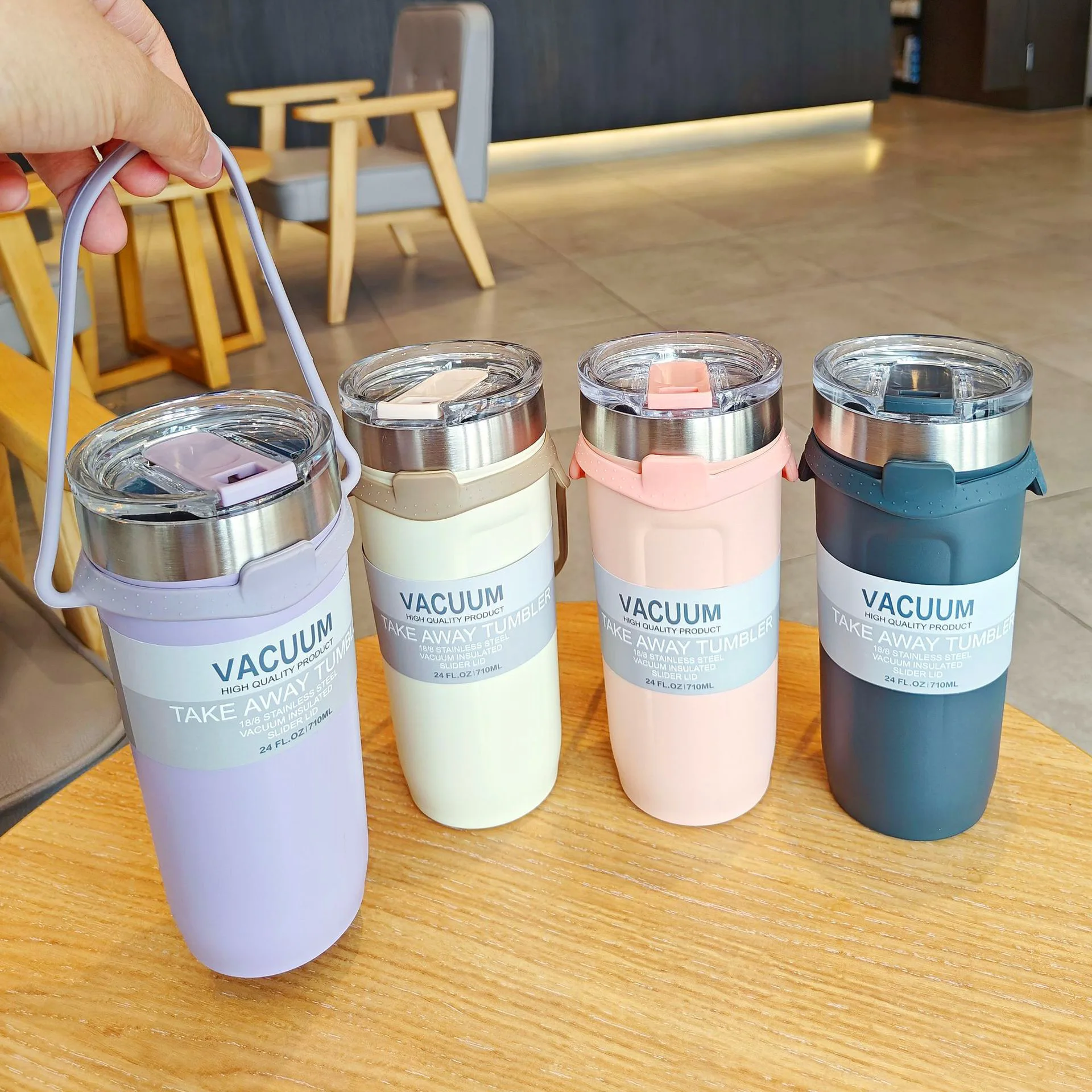 Md244 Fashion Simple Stainless Steel Cup Large Capacity Coffee Cup Portable Silicone Rope Car Ice Bullion Cup