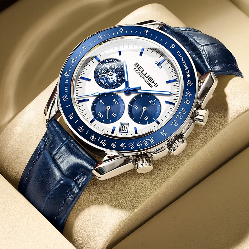 2023 New BELUSHI Classic Luminous Calendar Multifunctional Men Quartz Watch Fashion Watch for Men Luxury Business Man Wristwatch