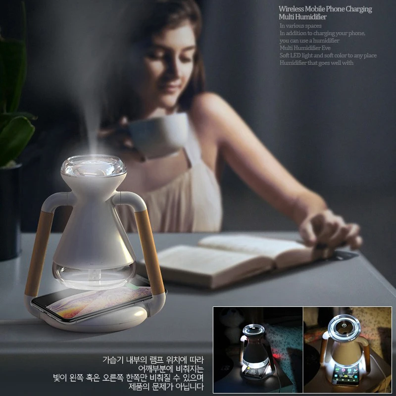 5V/2A USB mini Nano mist car humidifier with wireless charging function