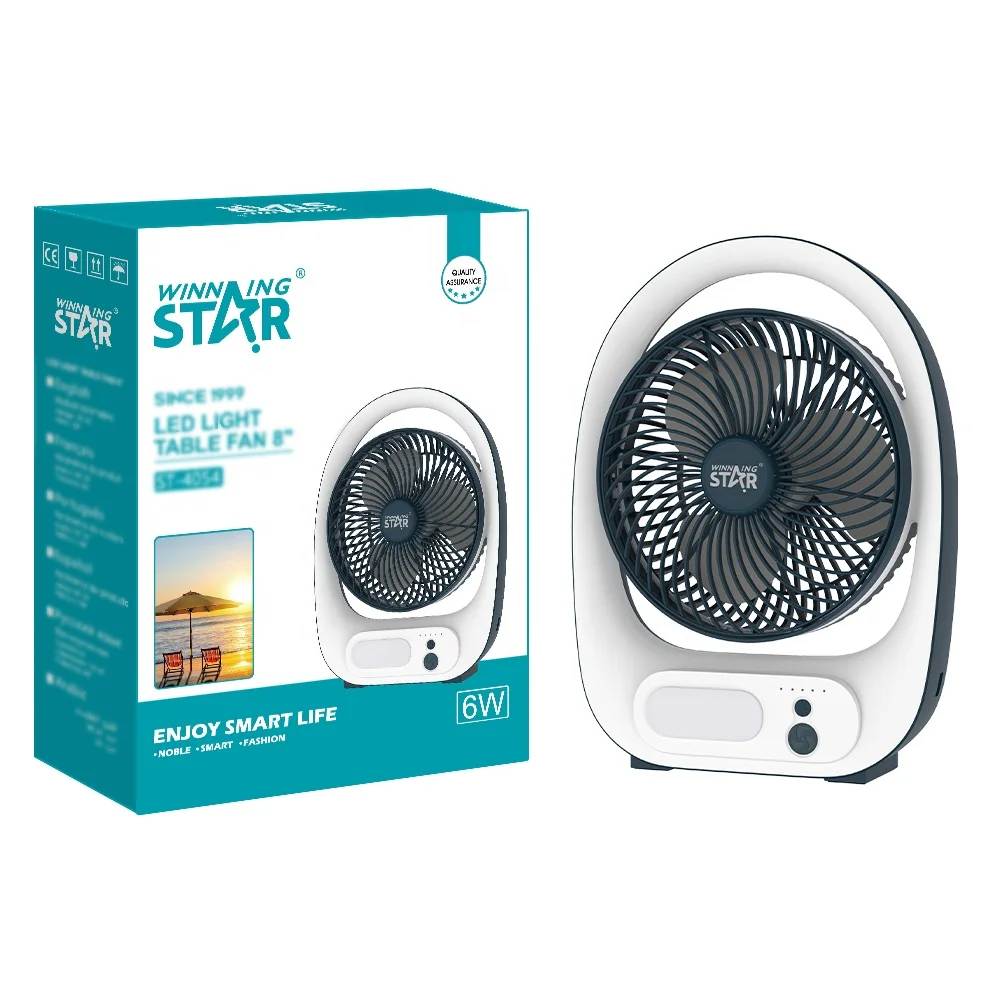 WINNING STAR ST-4054 Large Battery 8 Inch Rechargeable USB Fan Battery Portable Mini Table Fans