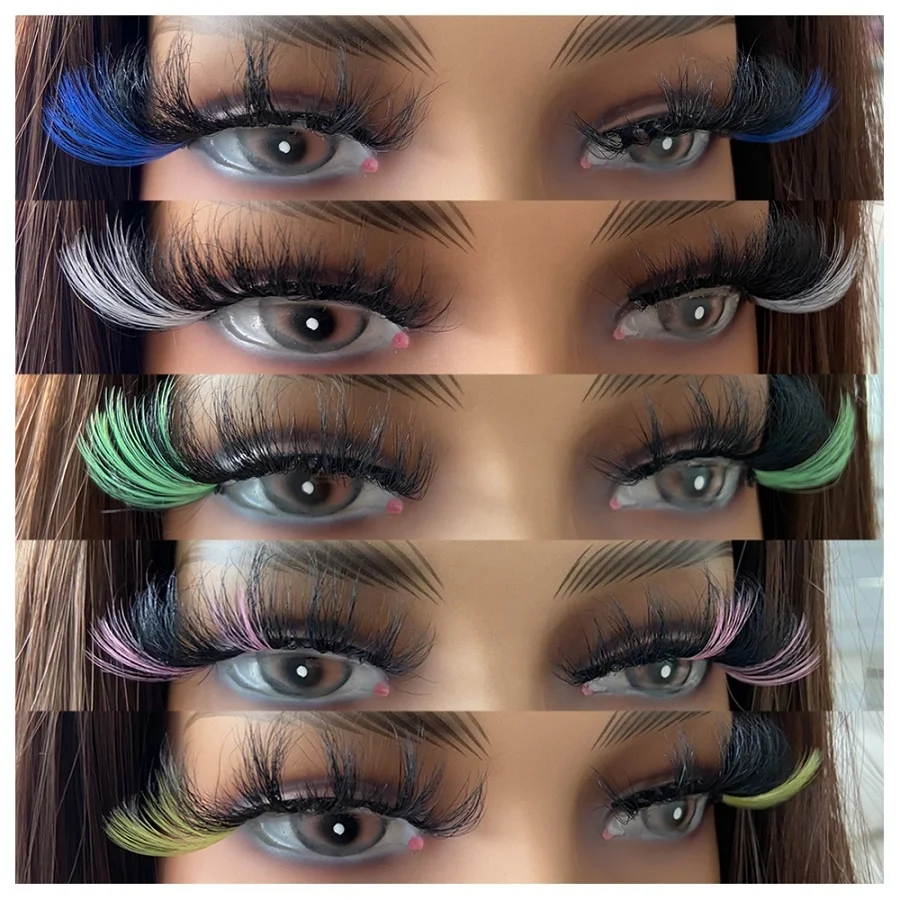 New style 20-25MM color 3d mink lashes premium  Party Style False Eye Lashes Colorful Handmade coloful Eyelashes