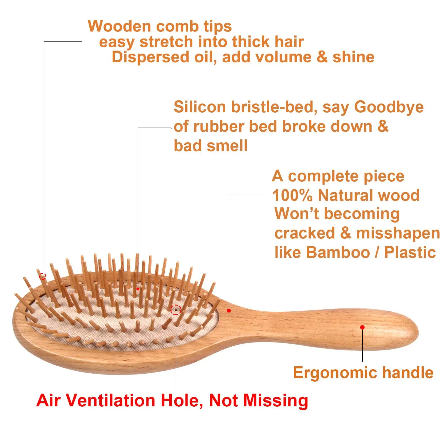 2022 Custom Wood Detangling Round Hair Massage Brushes Wholesale for Women