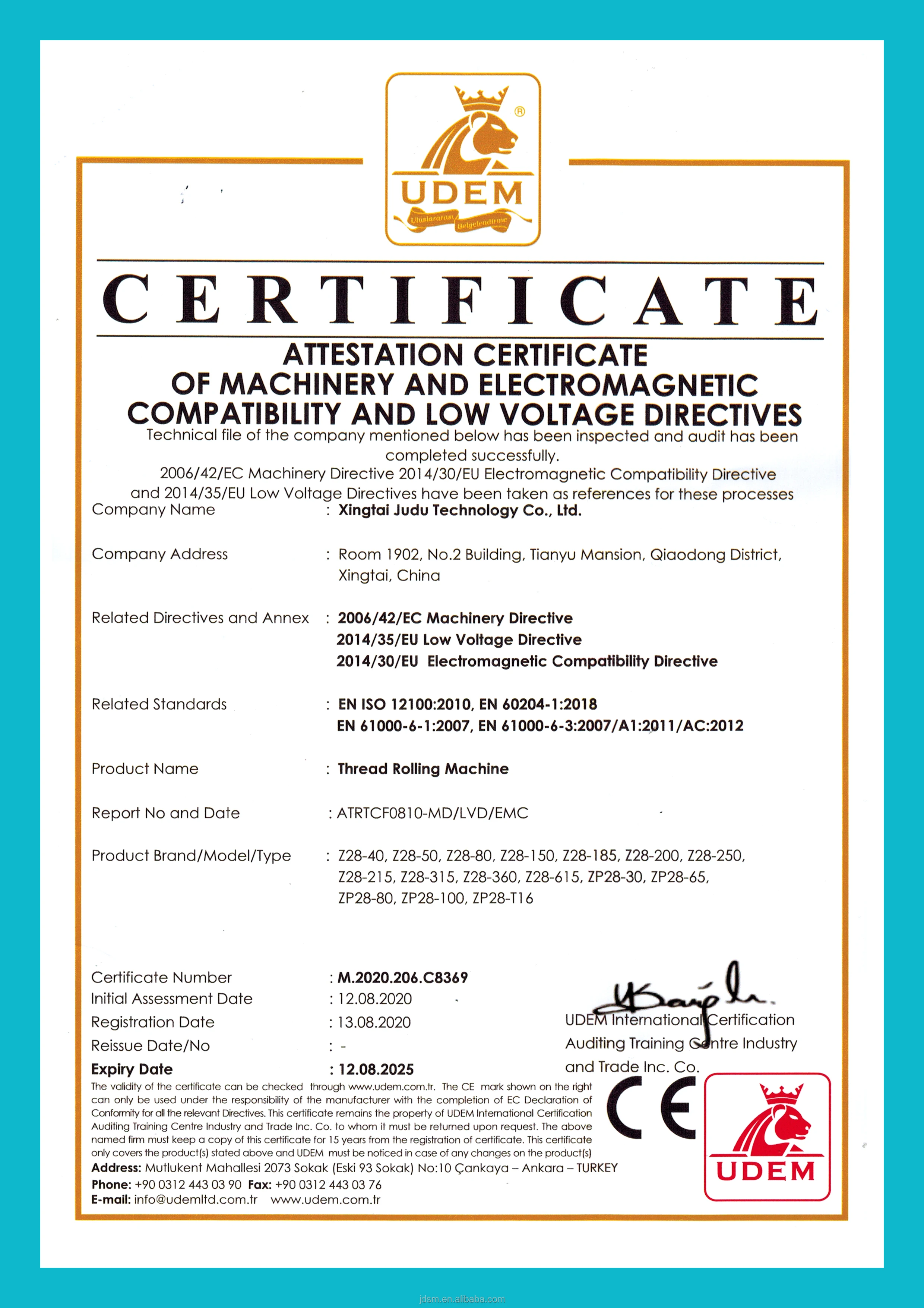 thread rolling  machine ce