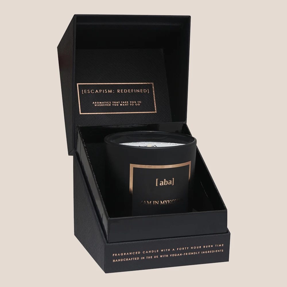 custom logo empty luxury 8 10 oz rigid scented candle jar drawer gift box packaging for candle