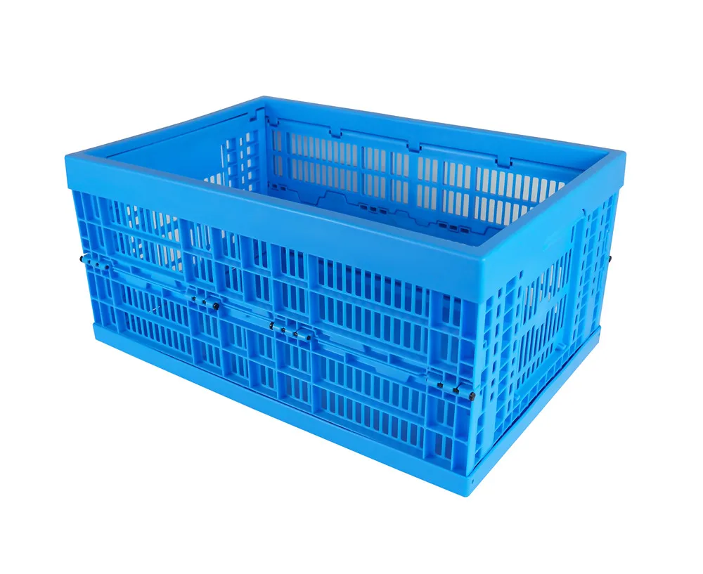 Plastic Storage Container Food Bread Basket Folding Tomato Storage Plastic Crate Plastic Grape Box Crate Custom Blue Mesh Acid