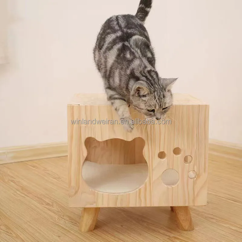 Hot Selling Multi-Function Bedroom Pet Furniture Small Indoor Wood Cat House